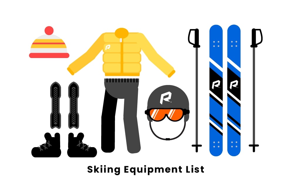 Cartoon Skiing Equipment List