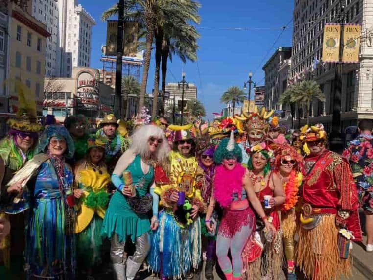 People at Mardi Gras parade