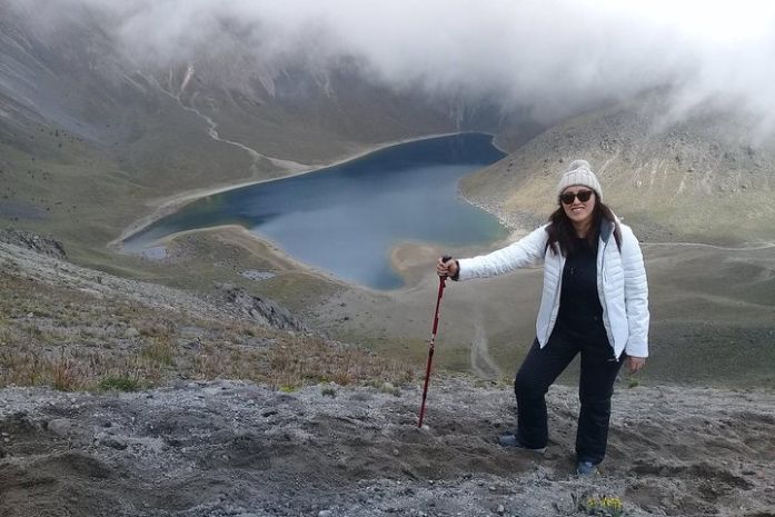  Woman Hiking Up The Nevado de Toluca volcano